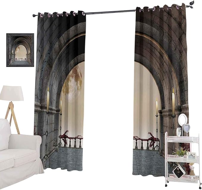 YUAZHOQI Cortinas para sala de estar, balcón de piedra con velas