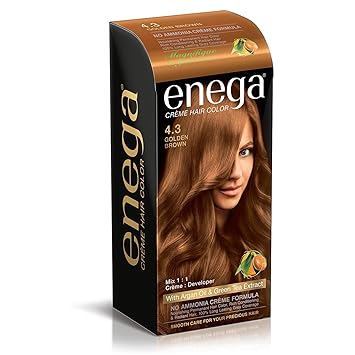 Prem Green Enega Cream Hair Color with Argan Oil and Green Tea Extract No Ammonia Cream Formula (Golden Brown)