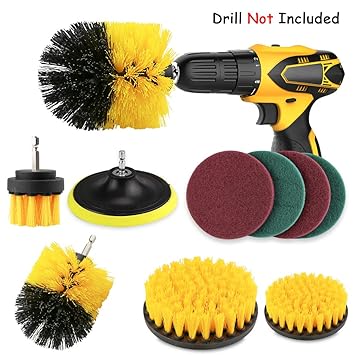 FHzytg 10 Stück Bürstenaufsatz Set für Bohrmaschine, Bohrmaschine Bürstenaufsatz Bohrbürsten Befestigung Scrubber Reinigung K