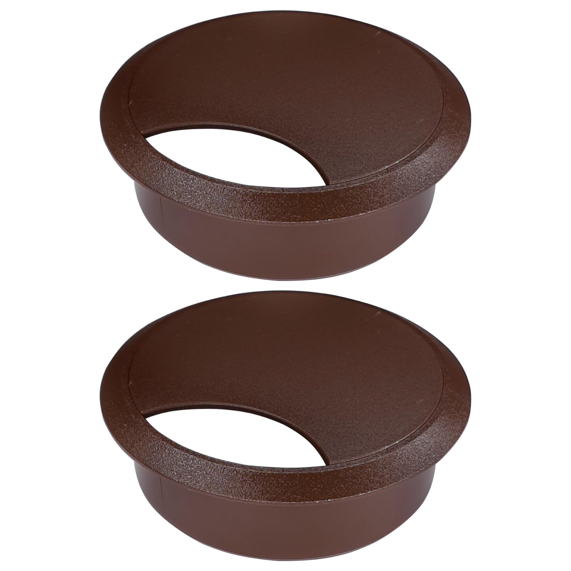 cyclingcolors 2 x Cable Grommets Plastic Round Wireless Cable Outlet Cable Box Drill 68 mm Cable Guide for Push-in Desk Channel Cable Pass Dark Brown