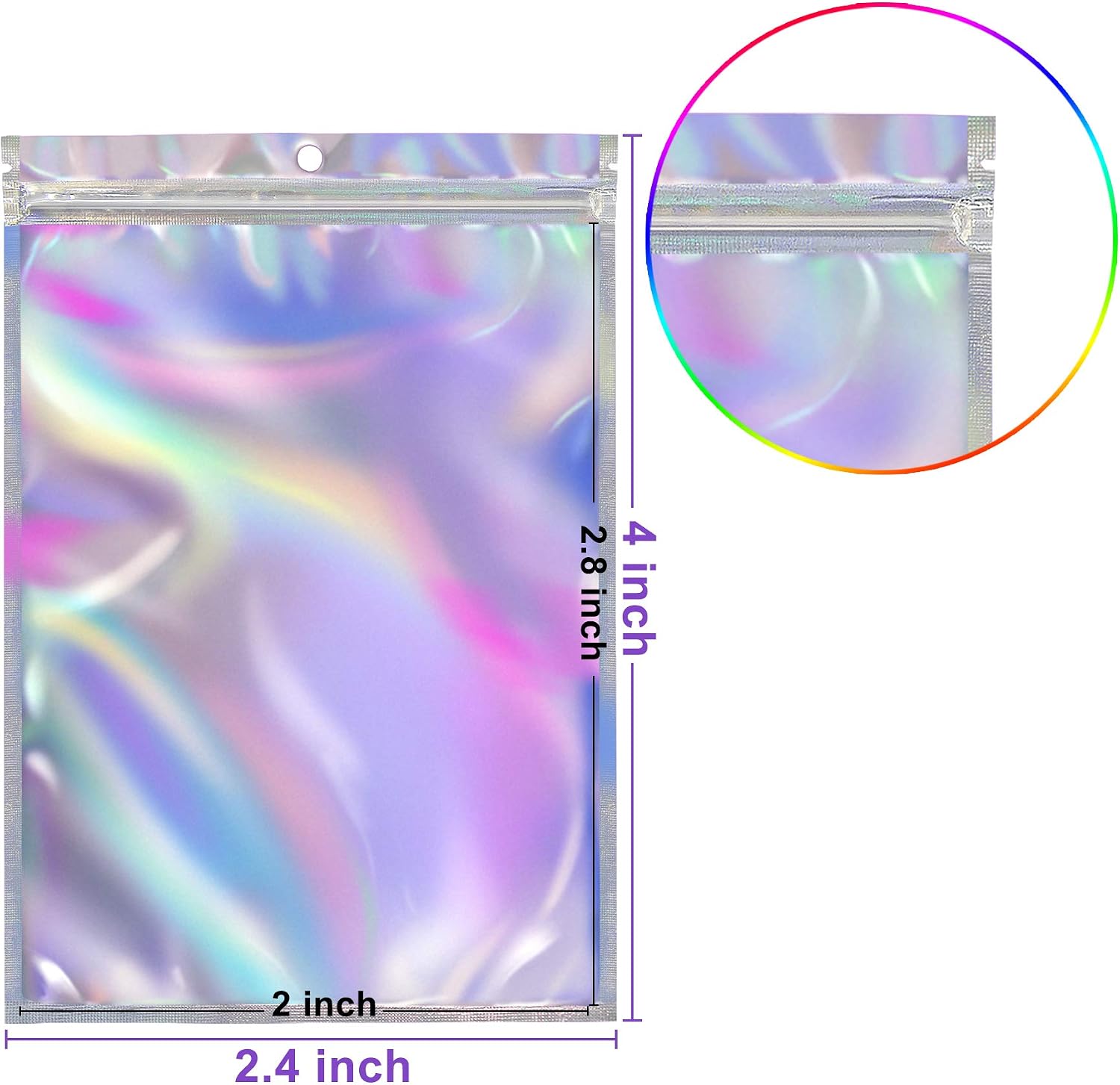 BQTQ 150 Foil Ziplock Bags Resealable Smell Proof Flat Metallic Bags for Party Favours Food Storage Holographic, 6x10cm - Image 3