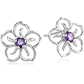 Amazon Collection Sterling Silver Sky Flower Stud Earrings