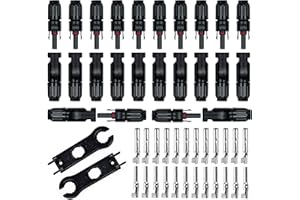Feotech 24 PCS Solar Connectors Male & Female Panel Cable Connectors with 2Pcs Spanners IP67 Waterproof (12 Pairs)