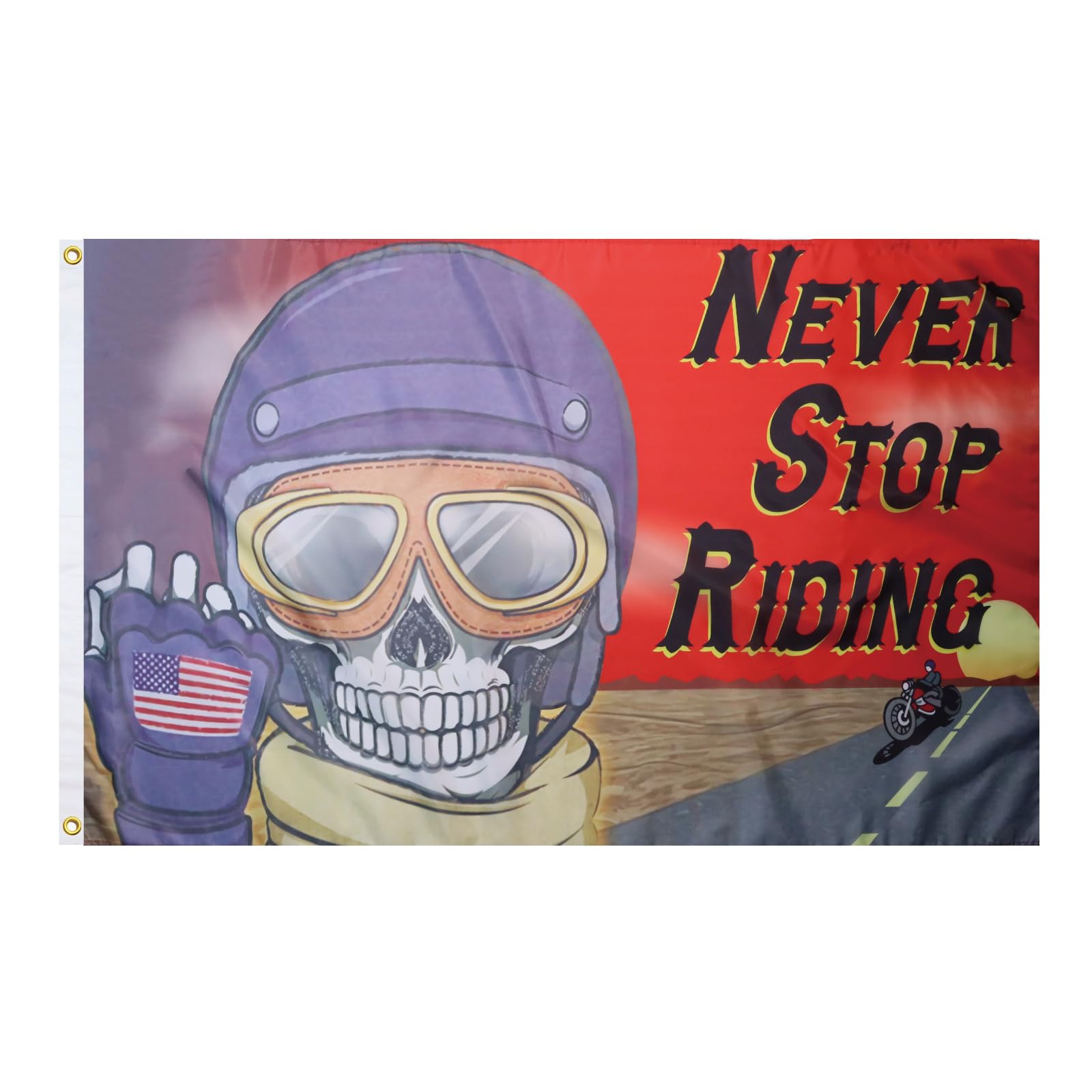 AZ FLAG - Pirate Never Stop Riding Flag - 2x3 Ft - 100D Polyester Biker Banner with Two Metal Grommets - Fade Resistant - Vivid Colors - 2' x 3' Feet - 90x60 Cm