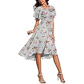 Ever-Pretty Women's Chiffon Crew Neck Empire Waist Short Sleeve Semi Formal Dresses Wedding Guest Dress 02053