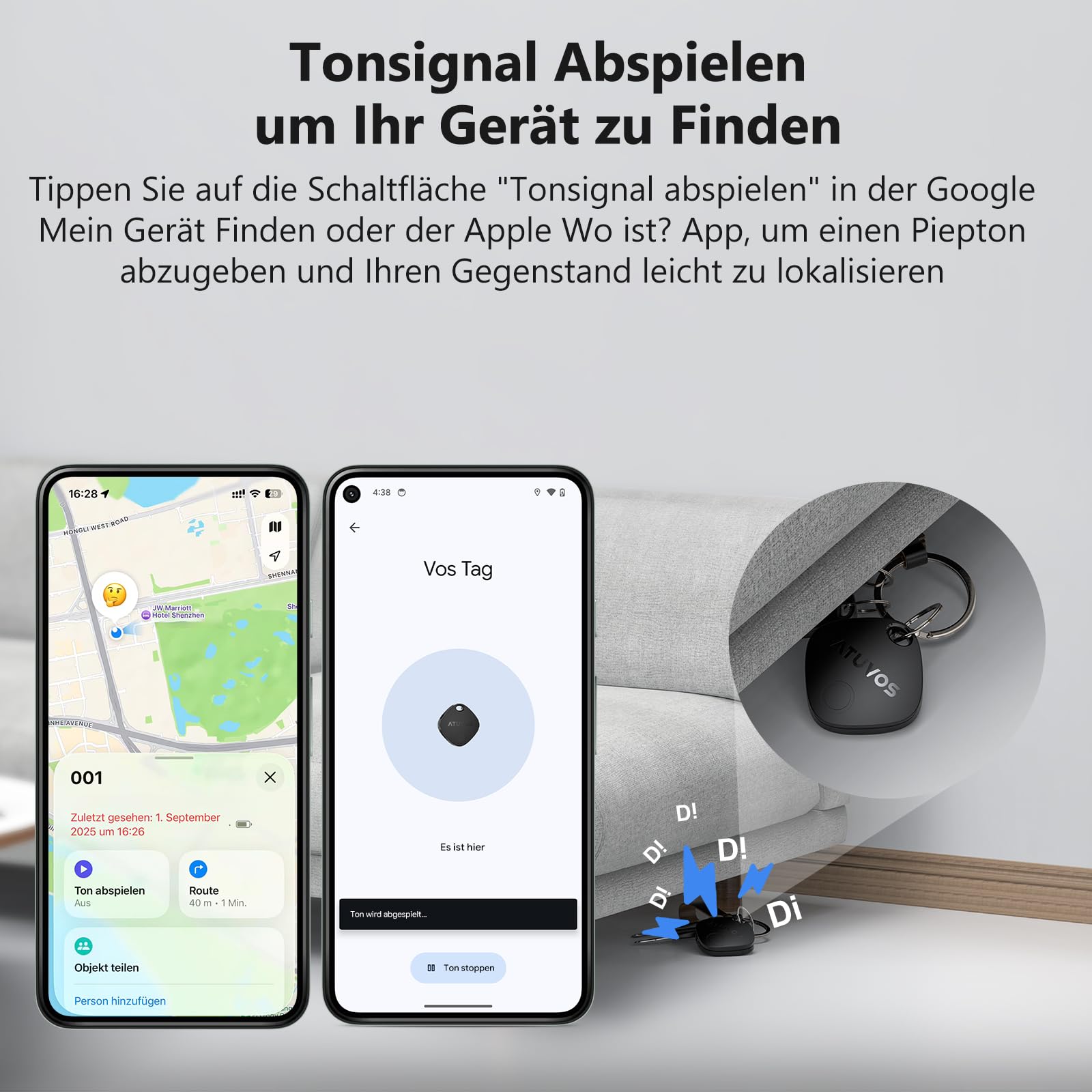 ATUVOS Air Tag Pro Smart Tags Tracker für Android & iOS, Neu Dual-System Schlüsselfinder kompatibel mit Google Mein Gerät finden or Apple Wo ist? App, Smarttag Key Finder für Gepäck, Koffer, 4er Pack. 3