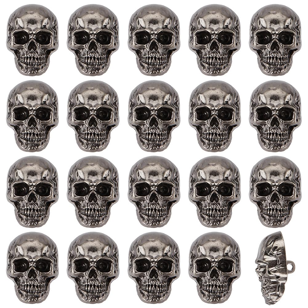 Photo 1 of OLYCRAFT 10Pcs Skull Button Leather Skull Head Decorative Buckle 2mm Hole Punk Metal Stud Screw Back Buckle DIY Rivet Skull Conchos Skull Decorative Buckle Studs for DIY Craft 25x18x13.5mm
