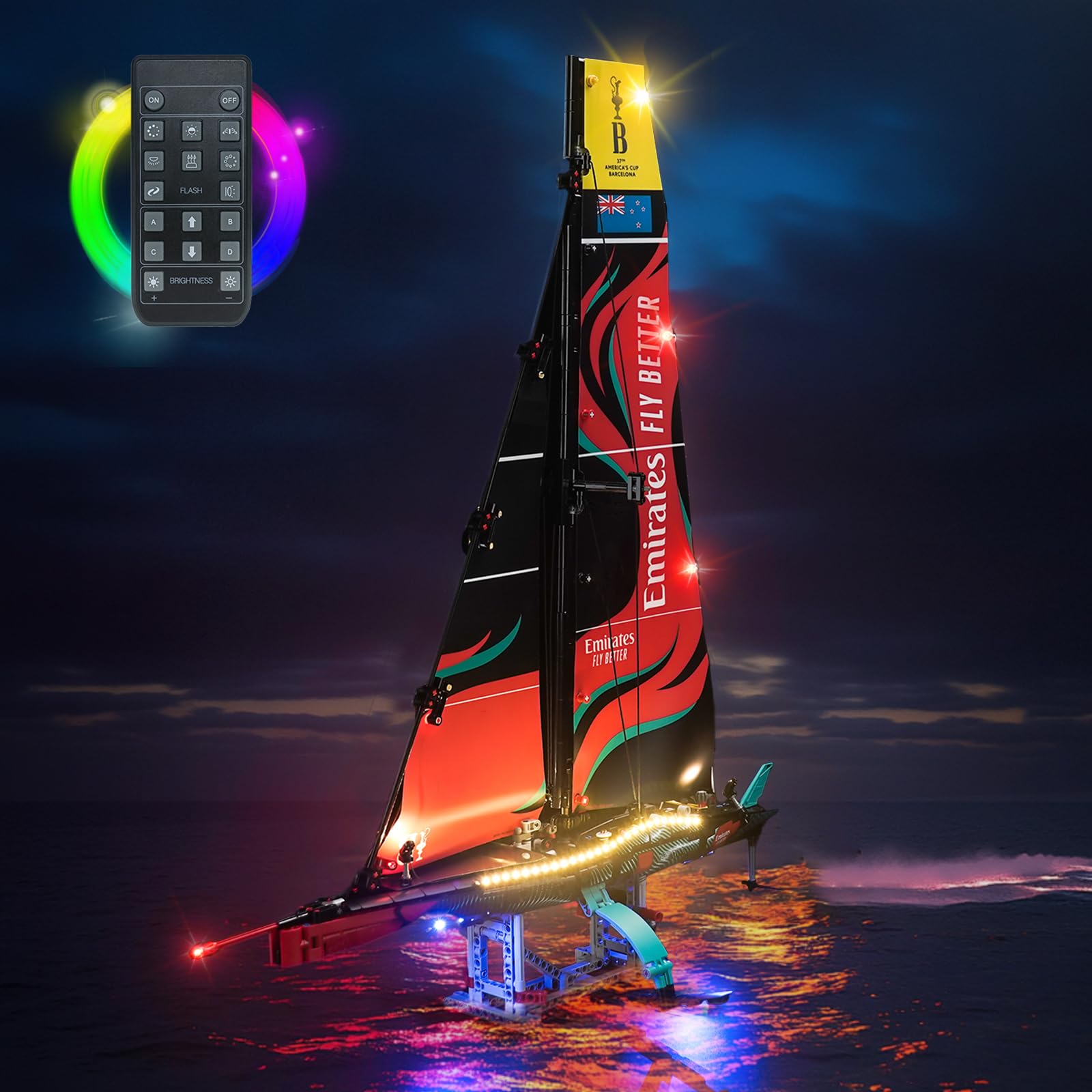 Remote Control Light Kit Compatible with Lego 42174 Emirates Team New Zealand AC75 Yacht (No Model), Led Light Set for Emirates Team New Zealand AC75 Yacht Creative Toys — image 1