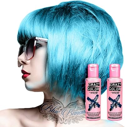 Crazy Color 2x Semi-Permanent Hair Dye Blue Jade 100ml Each