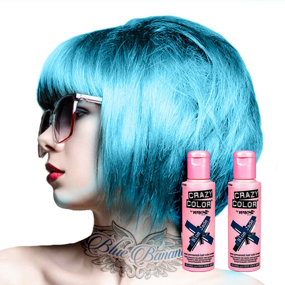 2x Crazy Color Semi-Permanent Hair Dye 2x 100ml (Blue Jade)