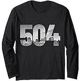 Amazon.com: New Orleans 504 Area Code Skyline Louisiana Vintage T-Shirt ...