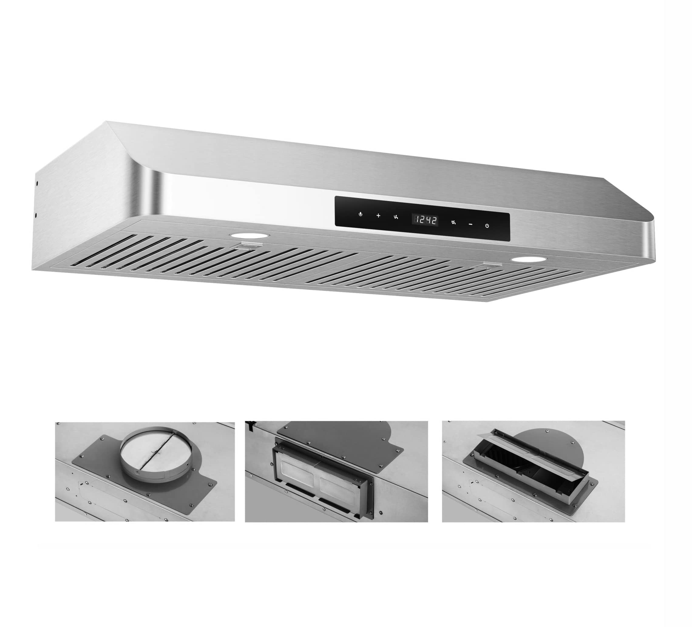 EVERKITCH Range Hood 30 inch Under Cabinet, 900CFM Kitchen Vent Hood, Permanent Stainless Steel Filters，Top and Rear Vents