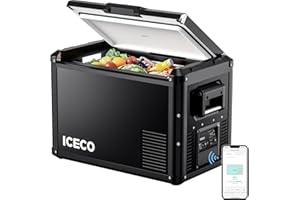 ICECO VL45 ProS Portable Refrigerator, Multi-directional Lid, Dual USB & DC 12/24V, AC 110-240V, 45L Steel Compact Refrigerator Powered by SECOP, 0℉ to 50℉, Home & Car Use [Upgrade, 47 Quarts]