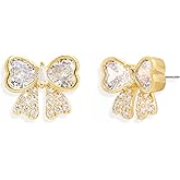 Jean Beau Bow Pearl Stud Earrings for Women, Trendy Dainty Earring Wedding Prom Christmas Fashion Accessories Jewelry Gift