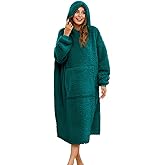 ililmmoe Oversized Sherpa Wearable Blanket Hoodie for Women Men,Long Comfortable Sherpa Blanket Sweatshirt Shaggy Pullover Plush Warm Cozy Blanket One Size Fits All Malachite