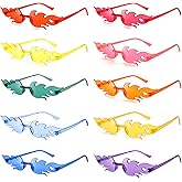 10/20 Pack Star/Heart Shape/Round/Butterfly/Cat Eye/Rectangle/Fire Rimless Tinted Party Sunglasses Color Glasses