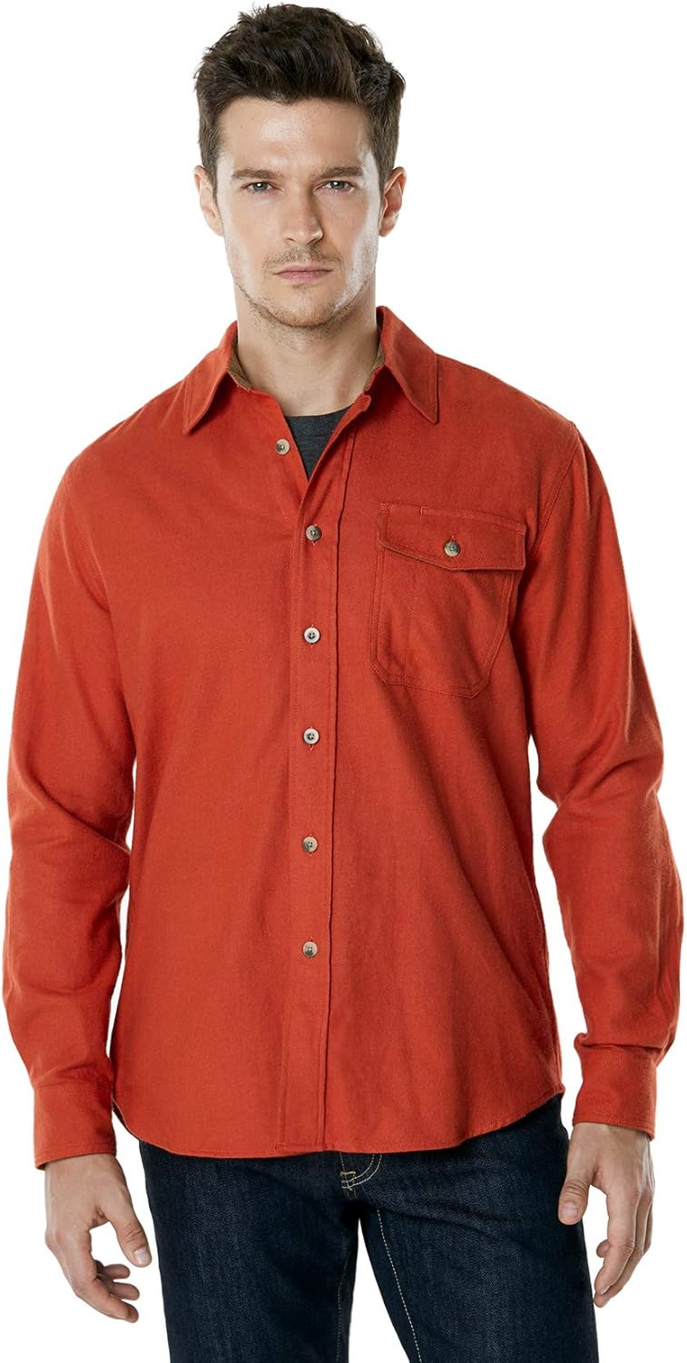 CQR Men's All Cotton Flannel Shirt, Long Sleeve Casual Button Up Plaid Shirt, Brushed Soft Outdoor Shirts: Clothing