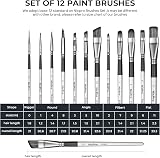 Nicpro 12 PCS Artist Paint Brush Set for Acrylic Oil Watercolor Gouache view 6