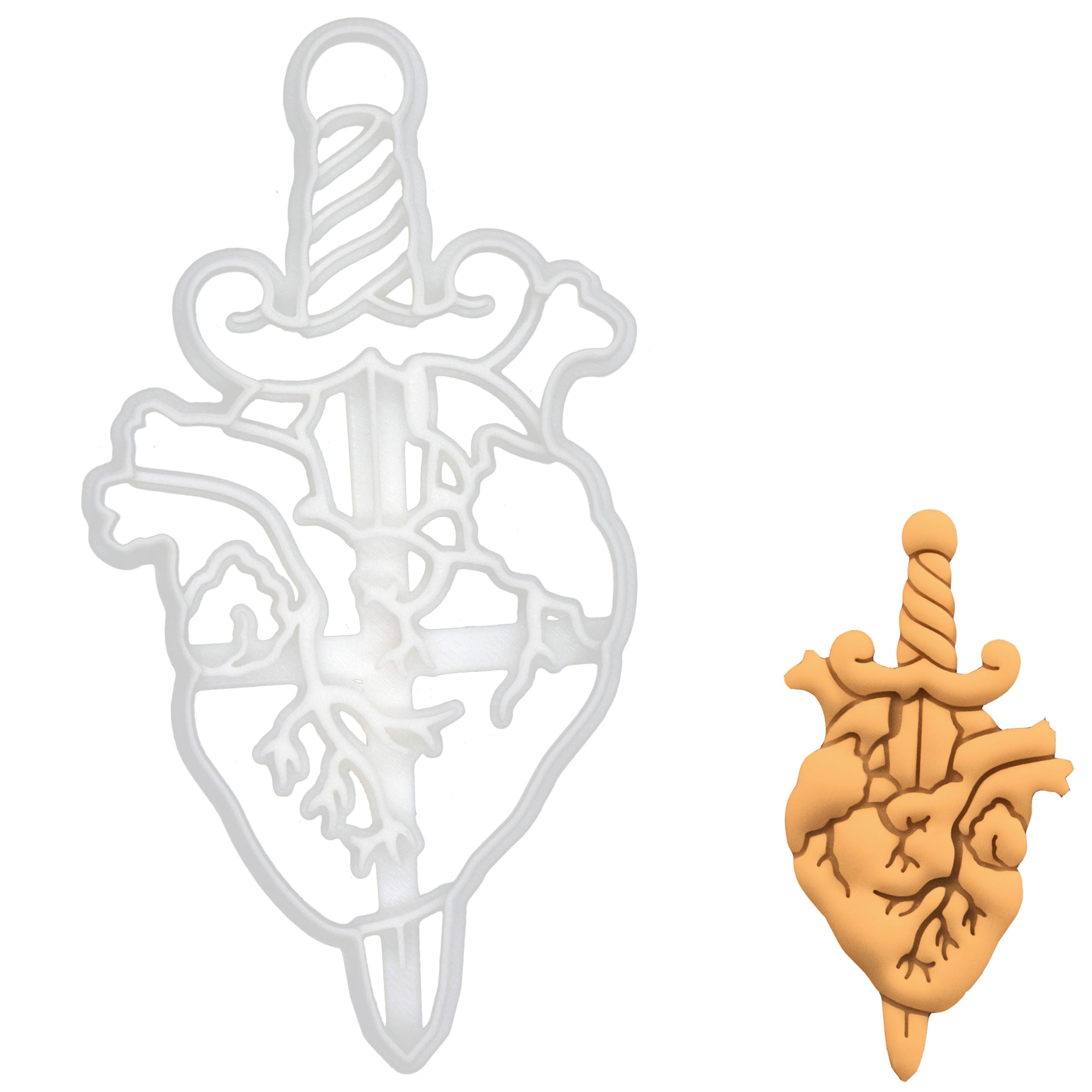 BAKERLOGY Dagger in Anatomical Heart Cookie Cutter - Detailed Biscuit Cutter Design for Baking and Crafts, Ideal on Fondant, Dough, Clay
