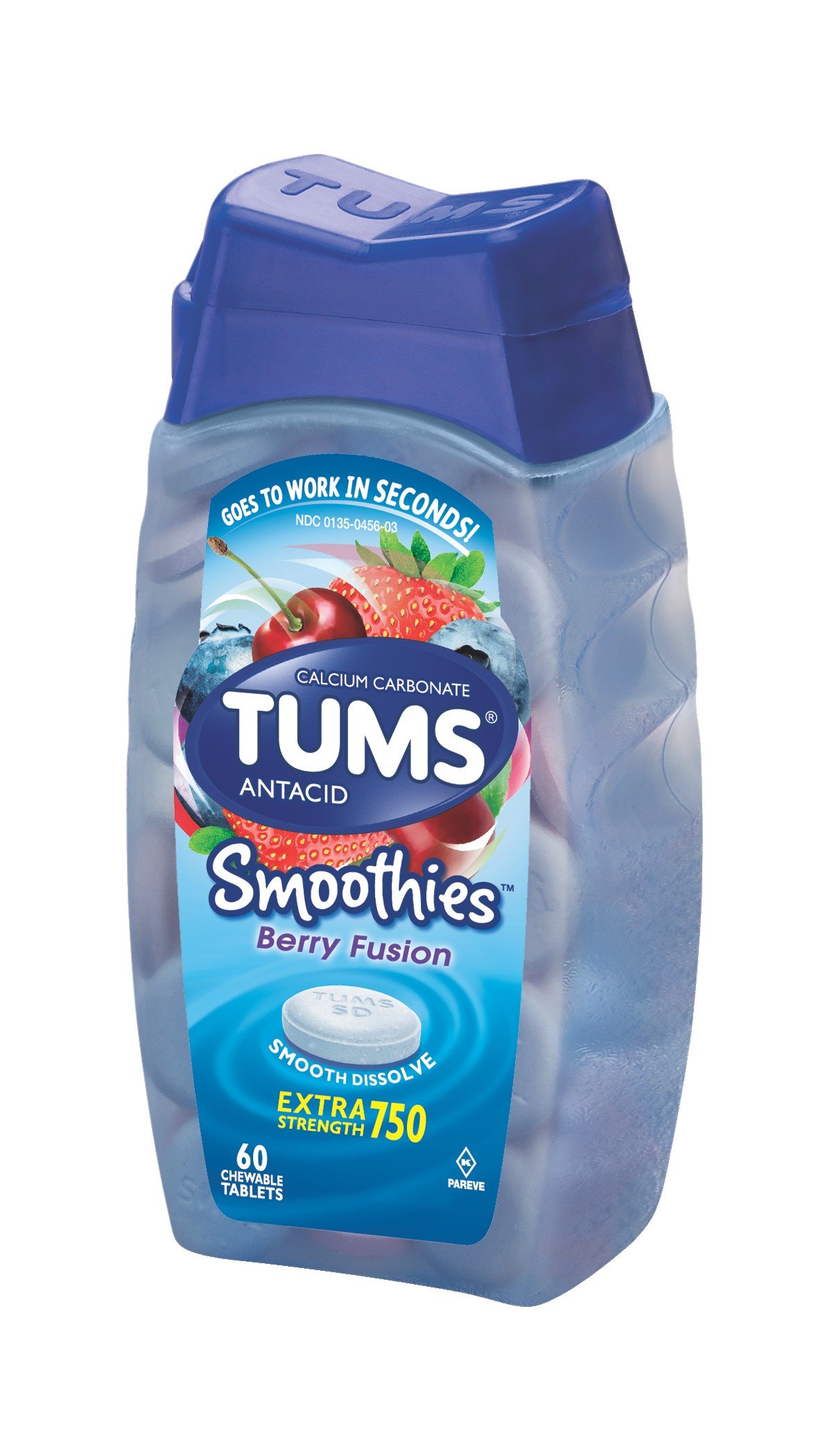 TUMS Smoothies Berry Fusion Extra Strength Antacid Chewable Tablets for
