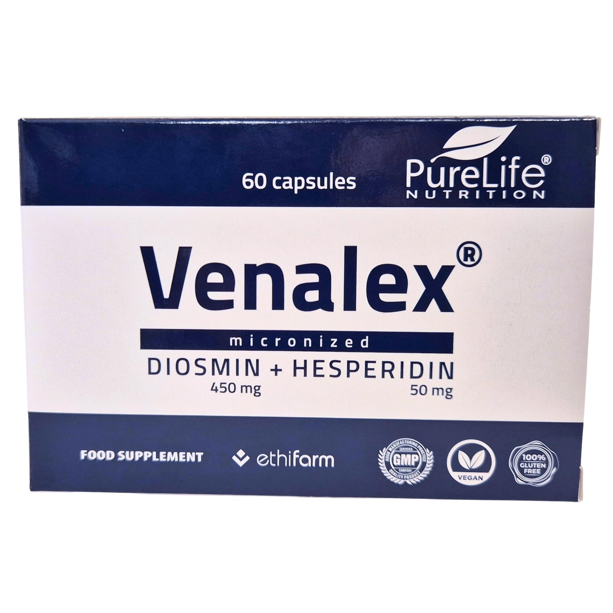 Venalex 60 days Lymphatic Drainage & Circulation Supplement MPFF Diosmin 450 mg & Hesperidin 50 mg in ratio 9:1 Varicose Veins, Heavy Legs, Haemorrhoids & Fluid Retention – GMP Vegan