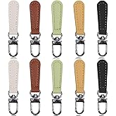 10 Pack Zipper Pull Replacement Leather Handle Leather Decorative Handle Detachable Zipper Repair Tab Hook Style for Luggage Backpacks Suitcases Jackets Purses Handbags