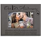 KATE POSH Our First (1st) Anniversary Engraved Leather Picture Frame - Gifts for Couple, Gifts for Him, Gift for Her, Paper, 