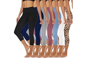 FULLSOFT 7 Pack High Waist Leggings for Women - Soft Slim Tummy Control Black Workout Yoga Pants