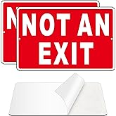 Not an Exit Sign, (2 Pack) Self Adhesive No Exit Sign for Door, Rust Free and Reflective Aluminum Metal Signs for Wall (9 x 6 inches, Red/White)