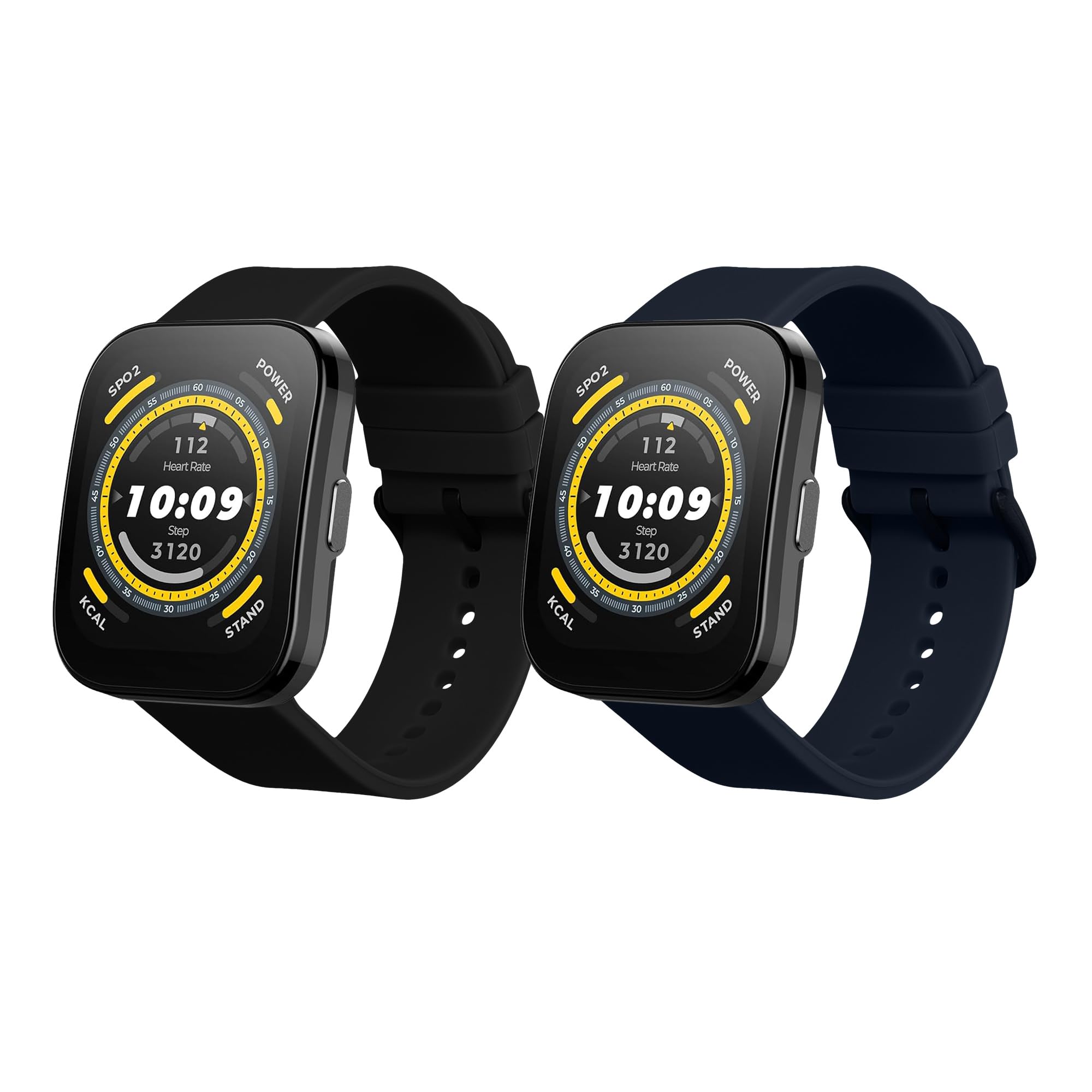 kwmobile 2x Straps for Huami 22mm Amazfit Bip 6 / Bip 5 Unity/Bip 5 / GTS 3 / Balance 2 / Helio Strap Watch Strap - Silicone Replacement Watch Strap Set - Replacement Bands Black/Dark Blue