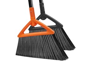 PUTNATRUE Heavy Duty Angle Broom,Upgraded Commercial Brooms for Sweeping Indoor&Outdoor,Perfect Broom of Kitchen,Garage,Courtyard and Livingroom