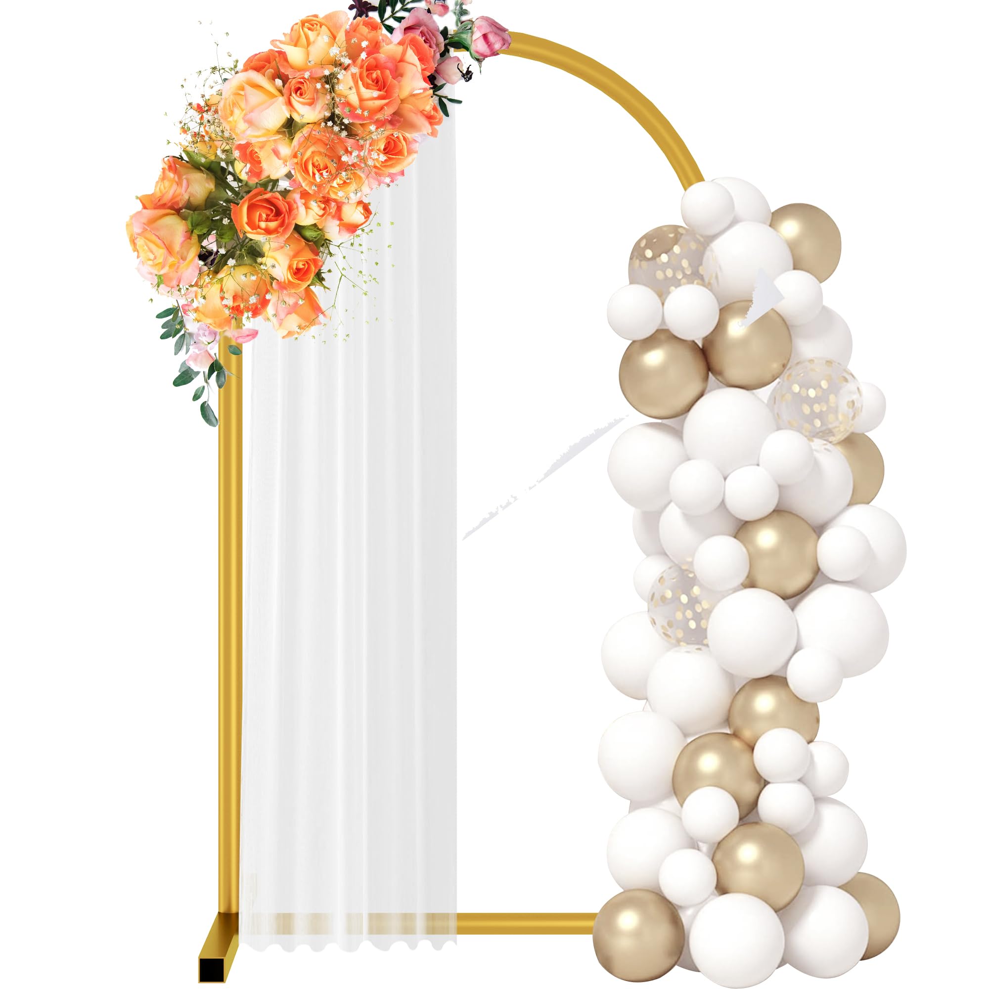 Photo 1 of 6.5 ft Gold Metal Balloon Arch Stand, Arch Backdrop Stand with Stable Base,Easy-to-Install Wedding, Birthday, Baby Shower & Garden Party Decoration