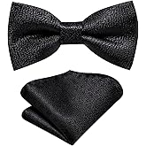 Hi-Tie Bow Ties for Boys Pre-Tied Silk Kids Bow Tie Adjustable Boys Bowties with Pocket Square Set for Wedding Party