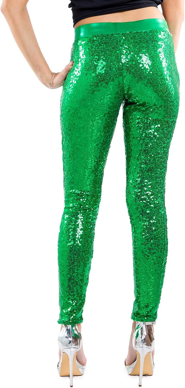 green sequin leggings