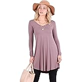 Popana Long Sleeve Tunic Tops for Women, Loose Fit Dressy Long Tops to Wear with Leggings, Soft Stretchy Tunic Top