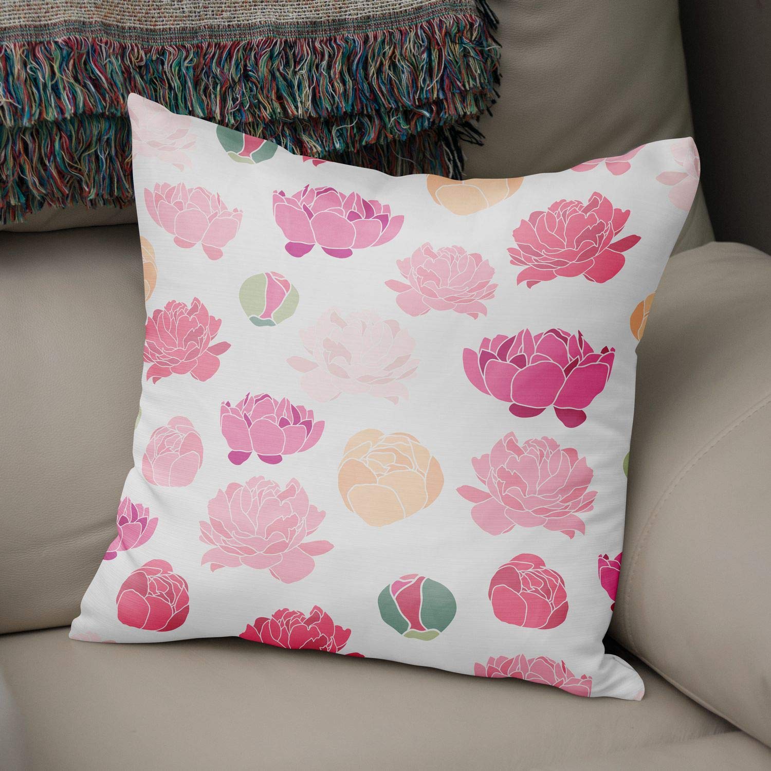 Bonamaison Decorative Cushion Cover Random Pattern, Throw Pillow Covers, Home Decorative Pillowcases for Livingroom, Sofa, Bedroom, Size:50x50 Cm - Designed and Manufactured in Turkey