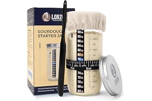 Lorzon Sourdough Bread Starter Kit, 24 oz. Sourdough Starter Jar Glass Kit, Sourdough Bread Baking Supplies
