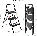 BONTEC 3 Step Ladder Folding Steel Step Stool 150kg Capacity Anti-Slip view 6