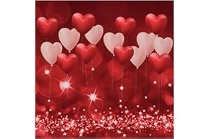 Allenjoy 6 x 6 FT Valentine's Day Backdrop Red Hearts Balloons Love Theme Party Supplies for Engagement Wedding Bridal Shower Photography Background