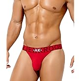 Arjen Kroos Mens Thong Wide Band Low Rise Pouch Bikini Underwear Cotton Thongs for Mens Lingerie Athletic Supporters