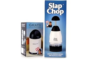Original Slap Chop Slicer with Stainless Steel Blades & Cheese Graty | Manual Food Chopper & Twist Grater for Cheese, Vegetab