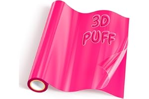 JAVIGA Hot Pink HTV, 10" x 3f Puff Vinyl Heat Transfer for T-Shirts, Neon Pink Iron on Vinyl Roll for Cricut All Cutting Machine and Heat Press