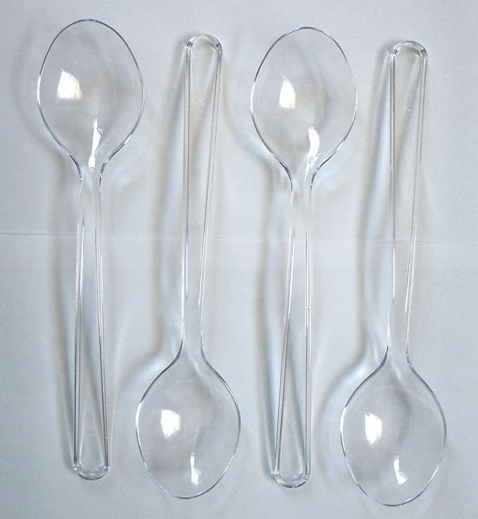 Set of 8 10 Clear Plastic Serving Spoons For Events