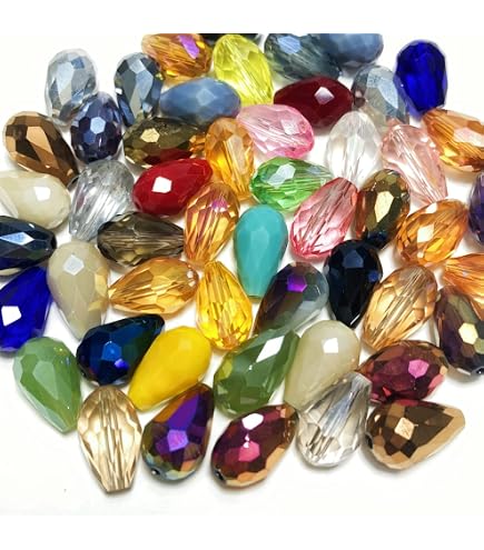 300Pcs Teardrop Glass Beads – 15 Colors, 12mm Faceted Crystal Beads For DIY Jewelry Making