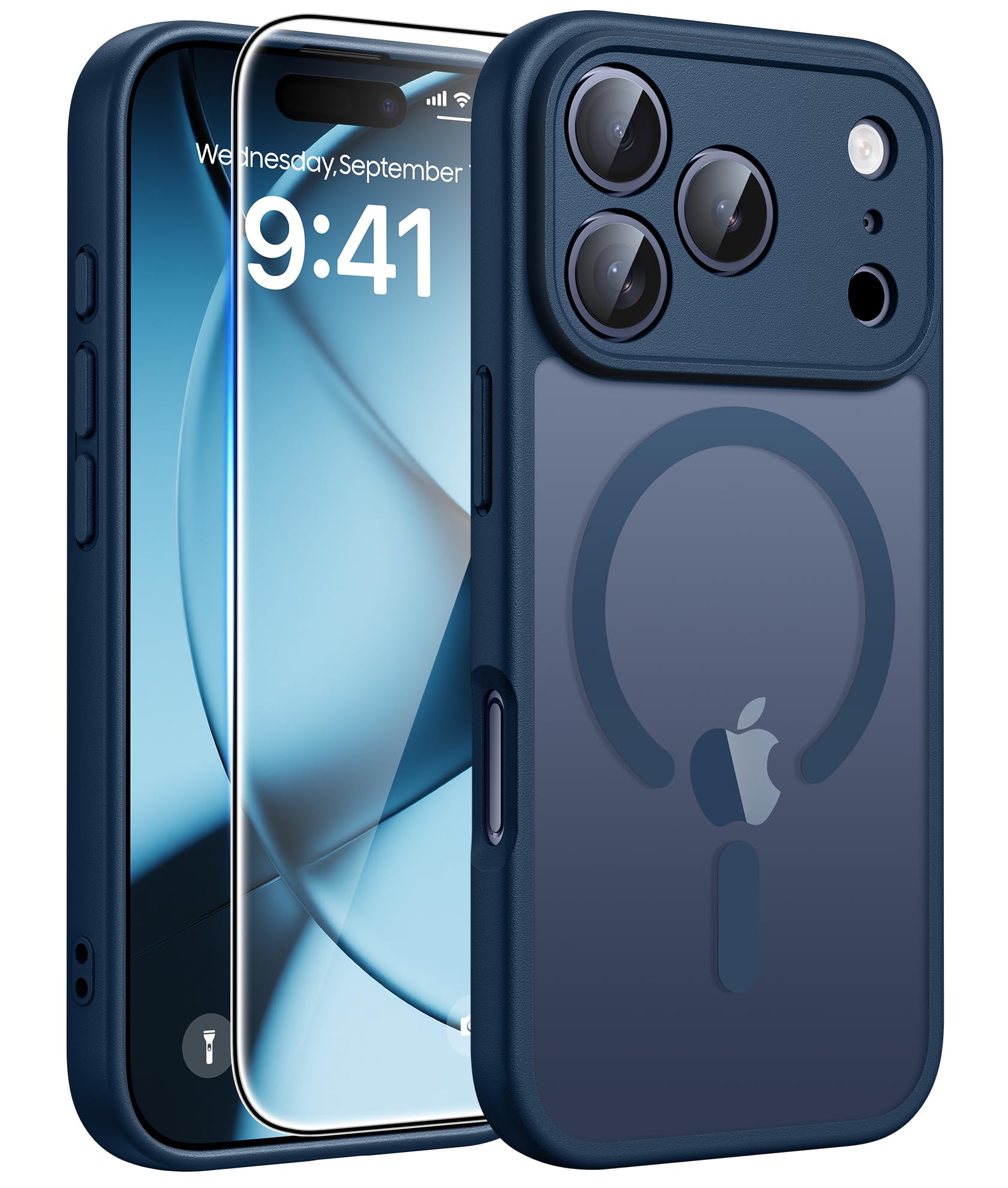 FNTCASE for iPhone 17 Pro Case, Fit for Magsafe, Screen Protector, Blue