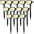 WENATY Solar Spot Lights Outdoor Waterproof IP65, 12 Pack Landscape Spotlights with 46 LEDs, 3 Modes Auto On/Off Solar Powered Flood Lights for Outside Pathway, Yard, Garden, Walkway (Warm White)