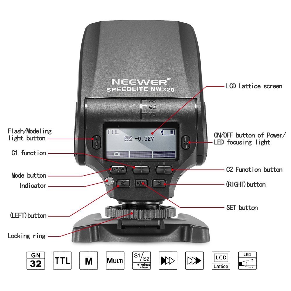 Neewer NW320 TTL LCD Display Flash Speedlite for Sony A7