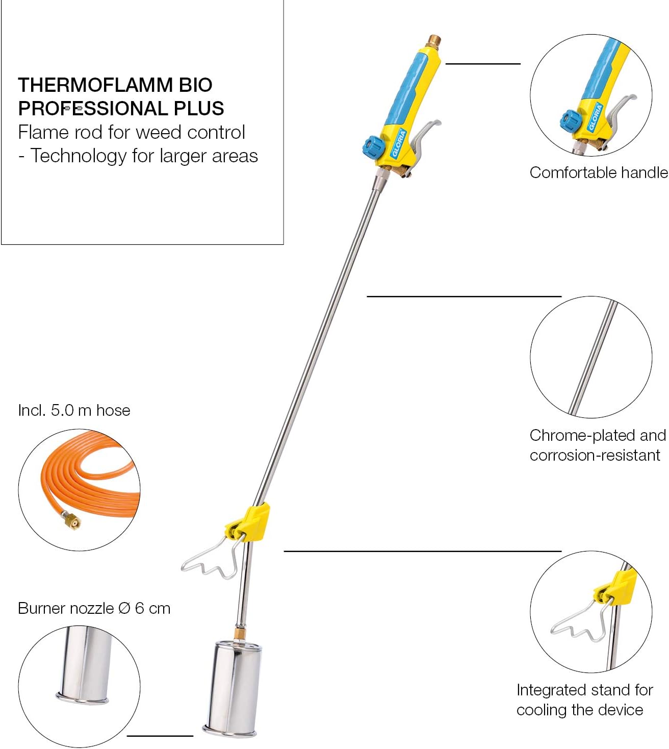 gloria Thermoflamm BIO Professional PLUS - Gas weed killer | For connecting to a pressurised gas cylinder | Easy handling | Weed free garden and patio | Eco friendly weed burner for large areas - Image 3