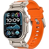 FULLIFE Designed for Apple Watch Band Apple Watch Ultra 3/2/1 49mm for Men, Silicone Rubber Bands with Metal Connector for Apple Watch Series 11/10 46mm, 9/8/7 45mm, SE2/SE 6/5/4 44mm, 3/2/1 42mm