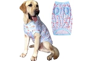 PRIPRE Dog Blue Sleeveless T Shirt Rainbow Prints Dog Vest Shirt Soft Stretchy Summer Clothes for Large Dog Boys Girls Shirt (Large,Rainbow)